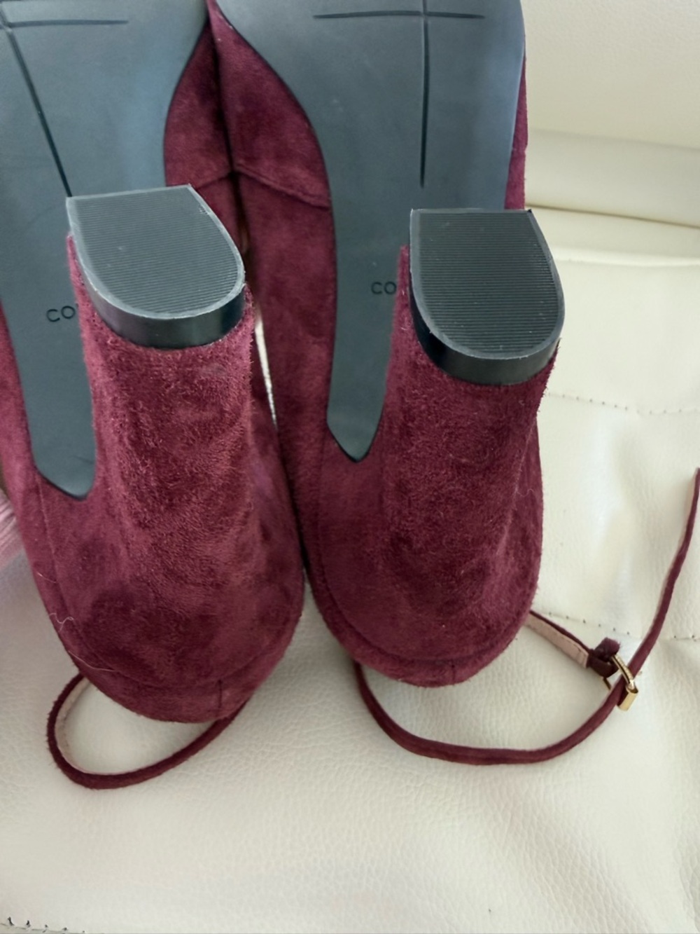 Cole Haan Burgundy/deep purple Suede Pointed-Toe Ankle-Strap Heels - Picture 4 of 8